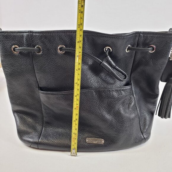 Coach AVERY Black Pebble Leather HOBO Drawstring Shoulder Bag Purse Style 27003 - Picture 14 of 15